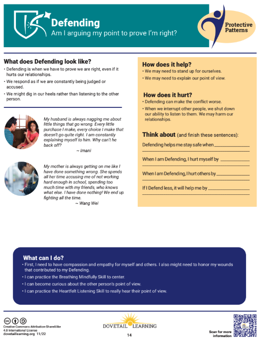 Defending To Learning Defending Introductory Handout - Dovetail Learning